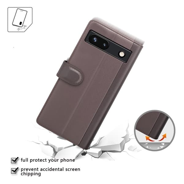Google Pixel 7A Plånboksfodral Äkta läder Cow - Brun
