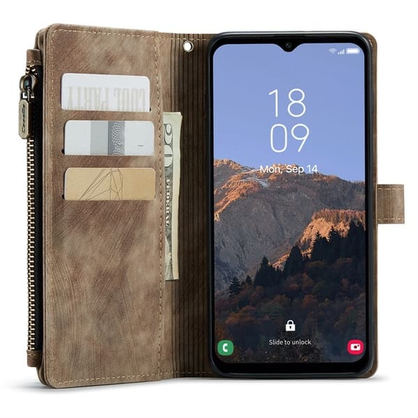 CASEME Galaxy A24 4G Plånboksfodral C30 Zipper - Brun