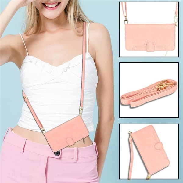 Galaxy A34 5G Plånboksfodral Zipper med Rem - Rosa