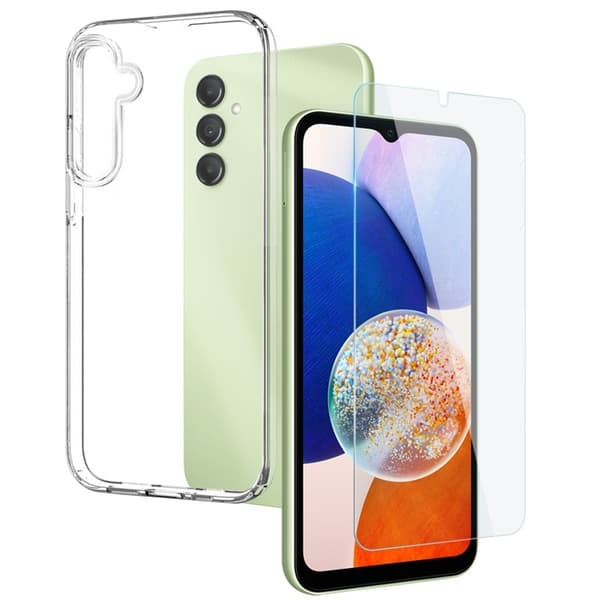 Galaxy A14 5G/4G Mobilskal Soft TPU med Härdat glas - Clear