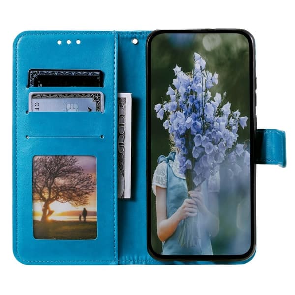 Galaxy A24 4G Plånboksfodral Imprinted Mandala Flower - Blå