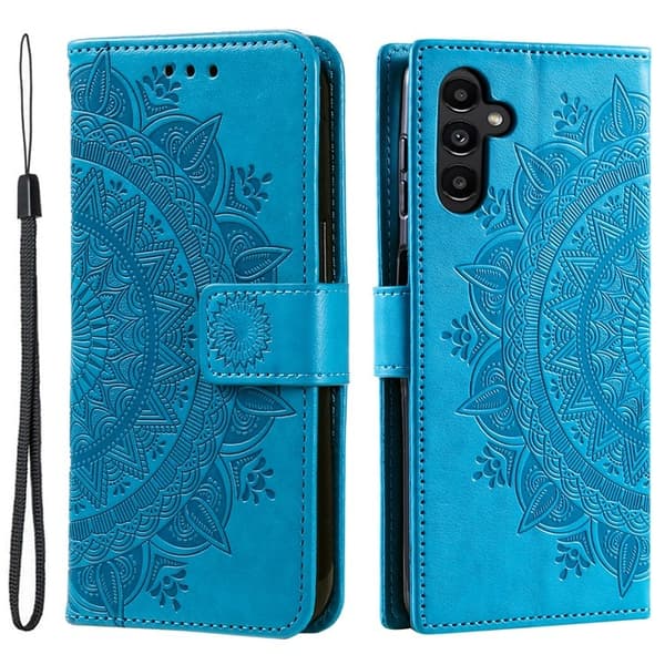 Galaxy A24 4G Plånboksfodral Imprinted Mandala Flower - Blå
