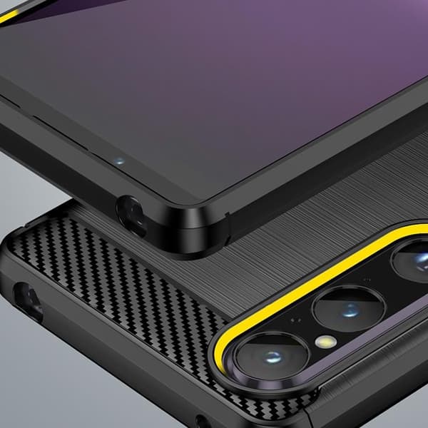 Sony Xperia 1 V Mobilskal Carbon Silikon - Svart