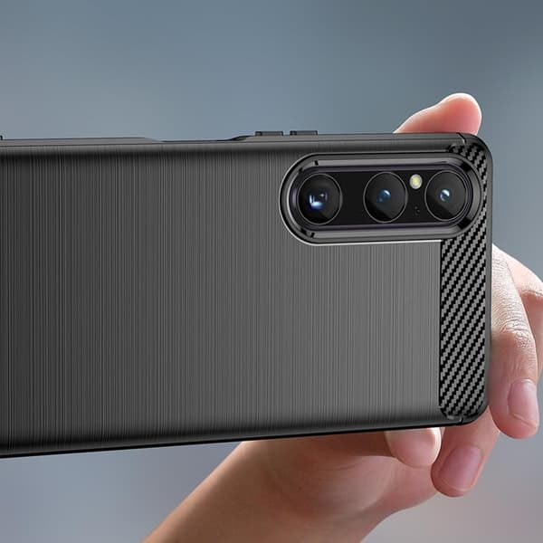 Sony Xperia 1 V Mobilskal Carbon Silikon - Svart