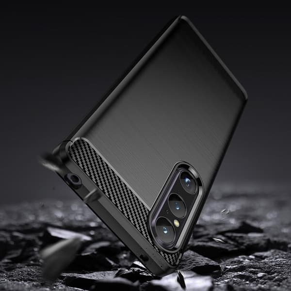 Sony Xperia 1 V Mobilskal Carbon Silikon - Svart