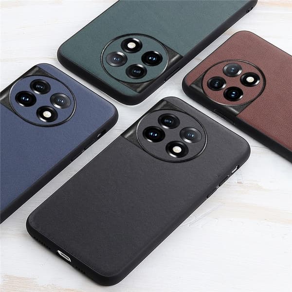 OnePlus 11 Mobilskal Äkta Läder Coated TPU - Orange
