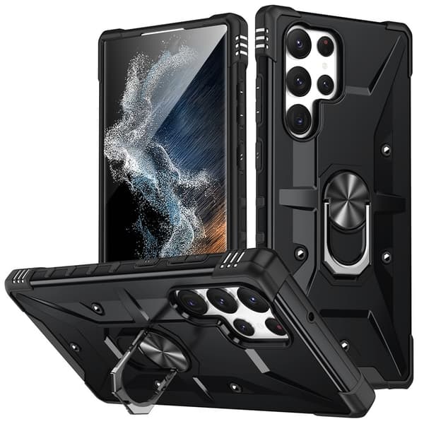 Galaxy S23 Ultra Mobilskal Ringhållare Military - Svart