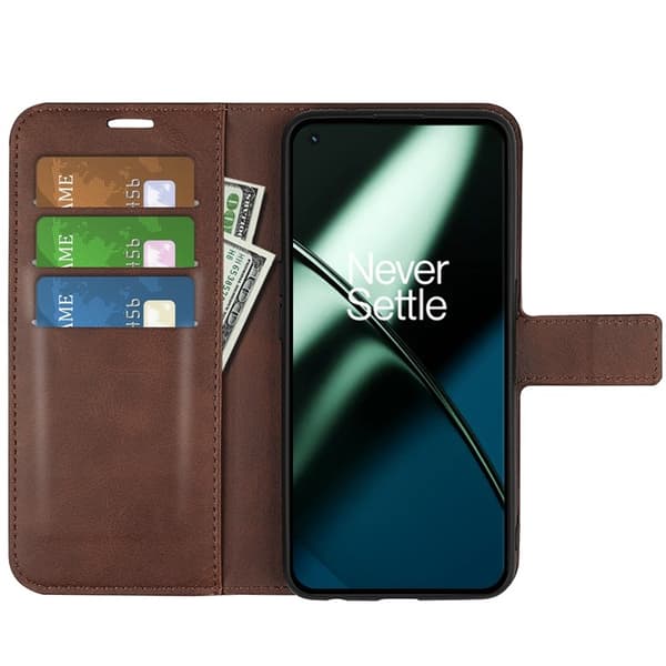 OnePlus 11 5G Plånboksfodral Calf Texture Flip - Coffee