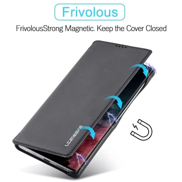 LC.IMEEKE Galaxy S23 Ultra Plånboksfodral Magnetic - Svart