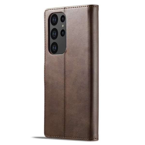 LC.IMEEKE Galaxy S23 Ultra Plånboksfodral CalfTexture-Mörkbrun