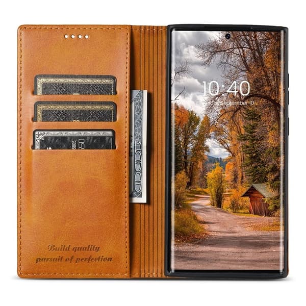 SUTENI Galaxy S23 Ultra Plånboksfodral Kickstand Flip - Khaki