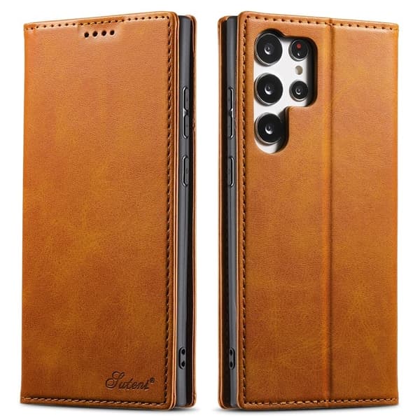 SUTENI Galaxy S23 Ultra Plånboksfodral Kickstand Flip - Khaki