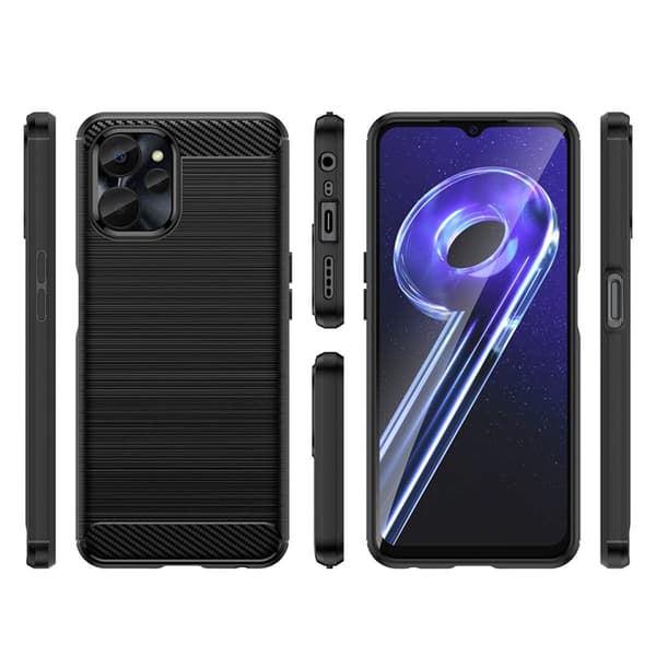 Realme 10 5G/9i 5G Skal Carbon Silicone Flexible - Svart
