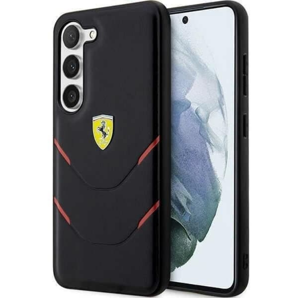 Ferrari Galaxy S23 Skal Hot Stamp Lines - Svart