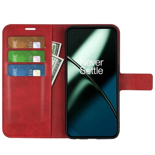 OnePlus 11 5G Plånboksfodral Calf Texture Flip - Röd