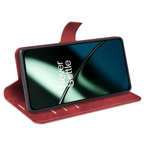 OnePlus 11 5G Plånboksfodral Calf Texture Flip - Röd
