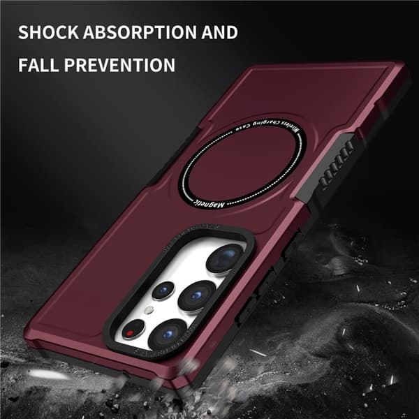 Galaxy S23 Ultra Skal Magsafe Anti Drop - Vinröd