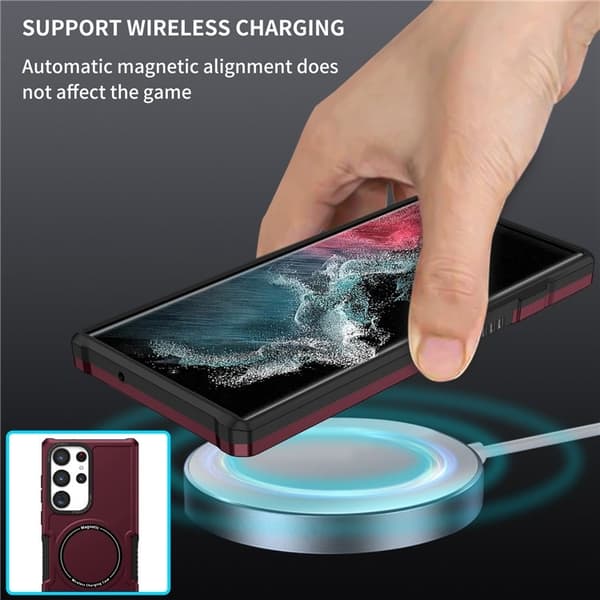 Galaxy S23 Ultra Skal Magsafe Anti Drop - Vinröd