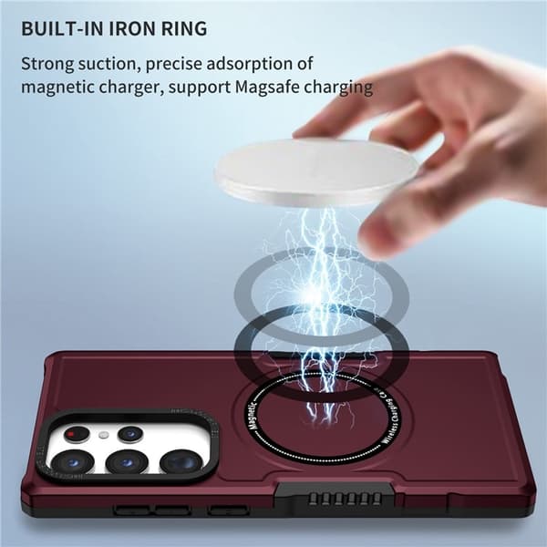 Galaxy S23 Ultra Skal Magsafe Anti Drop - Vinröd