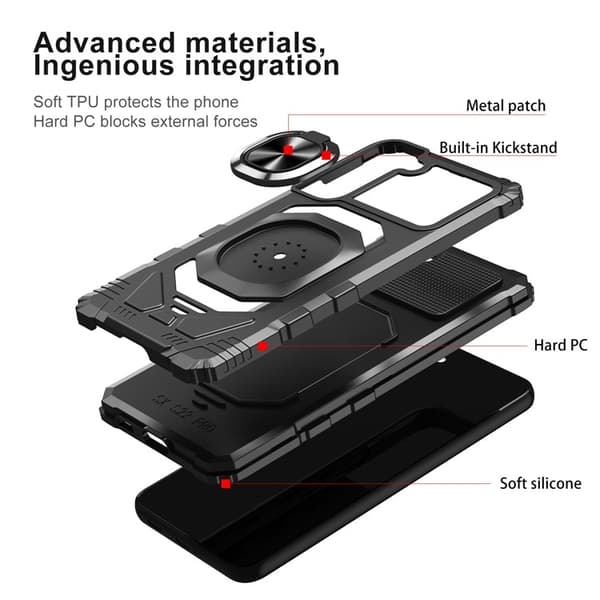 Galaxy S23 Plus Skal Ringhållare Kickstand Anti-Fall - Svart