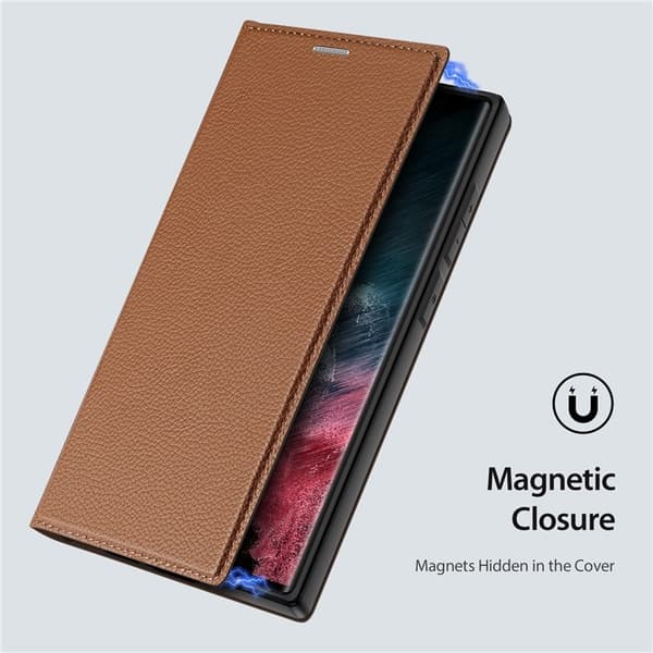 Dux Ducis Galaxy S23 Ultra Plånboksfodral Skin X2 Magnetic - Brun