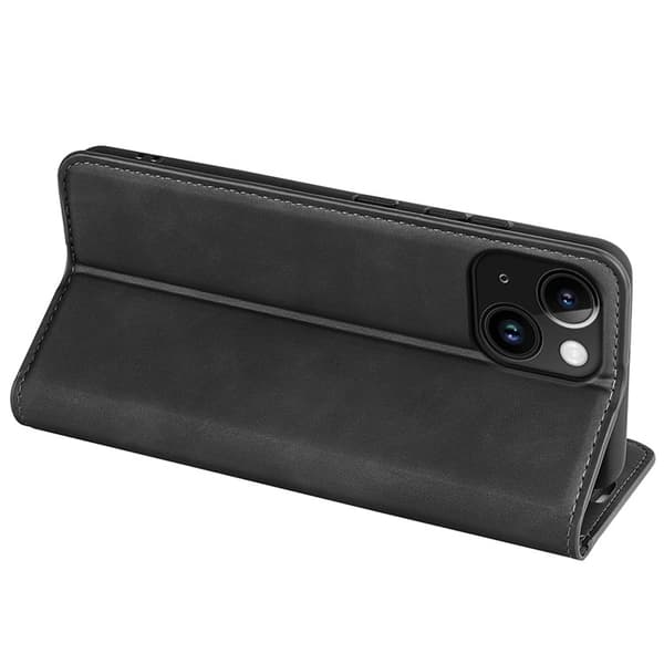 iPhone 15 Plus Plånboksfodral Flip PU-Läder - Svart