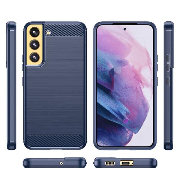 Galaxy S23 Plus Skal Carbon Silicone Flexible - Blå