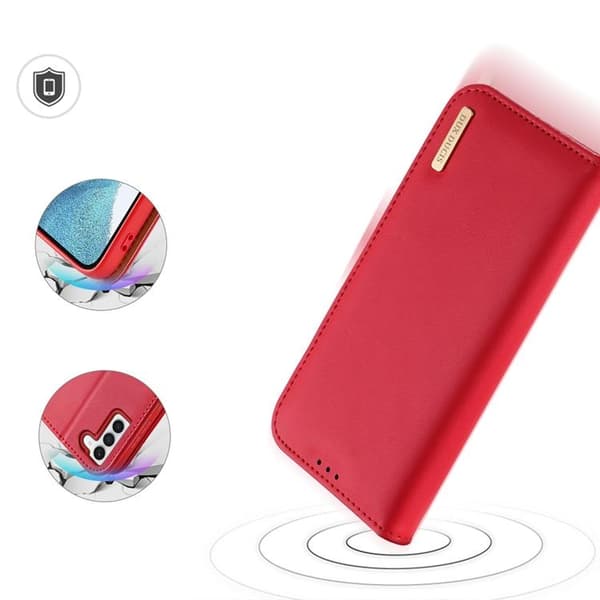 Dux Ducis Galaxy S23 Plus Plånboksfodral Äkta Läder RFID Hivo - Röd