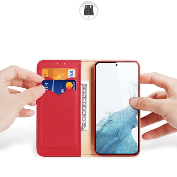 Dux Ducis Galaxy S23 Plus Plånboksfodral Äkta Läder RFID Hivo - Röd