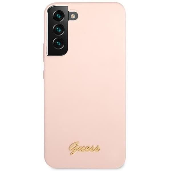 Guess Galaxy S23 Plus Skal Silicone Script Metal Logo - Rosa