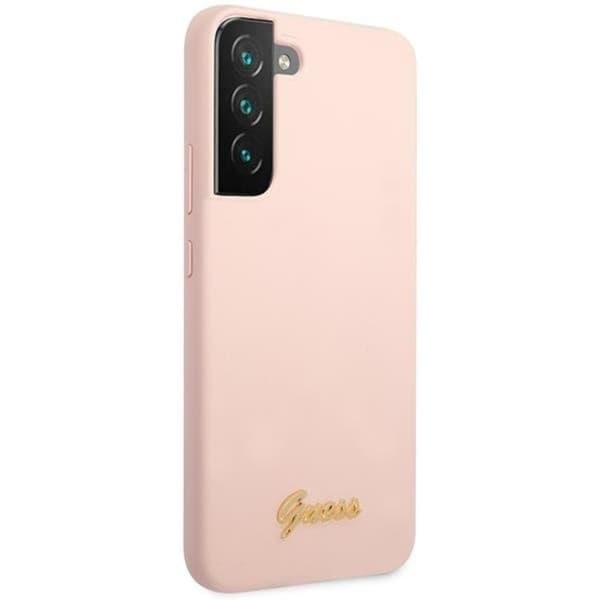 Guess Galaxy S23 Plus Skal Silicone Script Metal Logo - Rosa