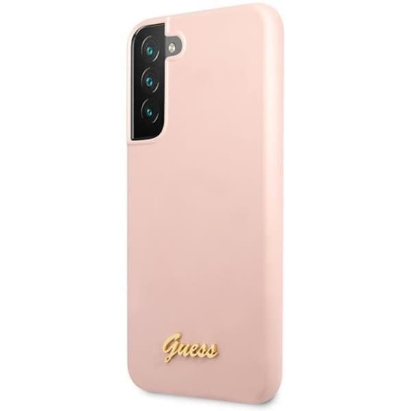 Guess Galaxy S23 Plus Skal Silicone Script Metal Logo - Rosa