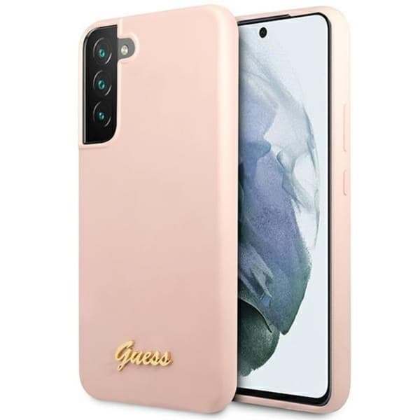 Guess Galaxy S23 Plus Skal Silicone Script Metal Logo - Rosa