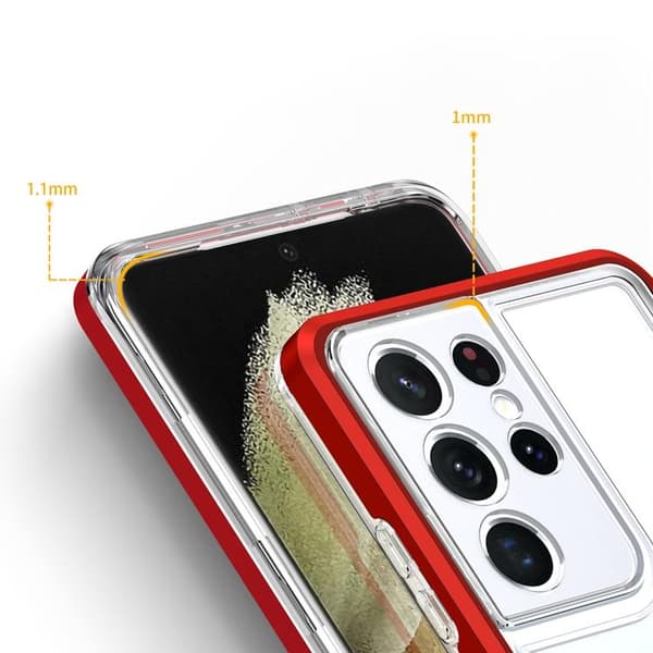 Galaxy S23 Ultra Skal Clear 3in1 - Röd