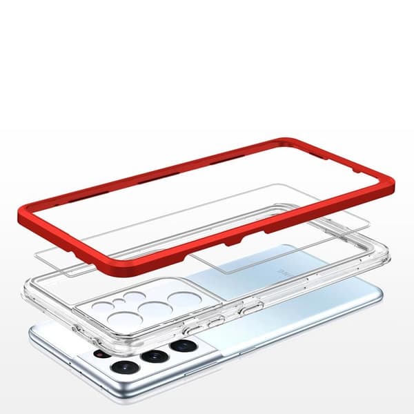 Galaxy S23 Ultra Skal Clear 3in1 - Röd