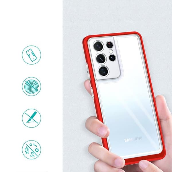 Galaxy S23 Ultra Skal Clear 3in1 - Röd