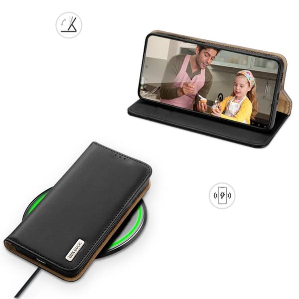 Dux Ducis Galaxy S23 Plus Plånboksfodral Äkta Läder RFID Hivo - Svart
