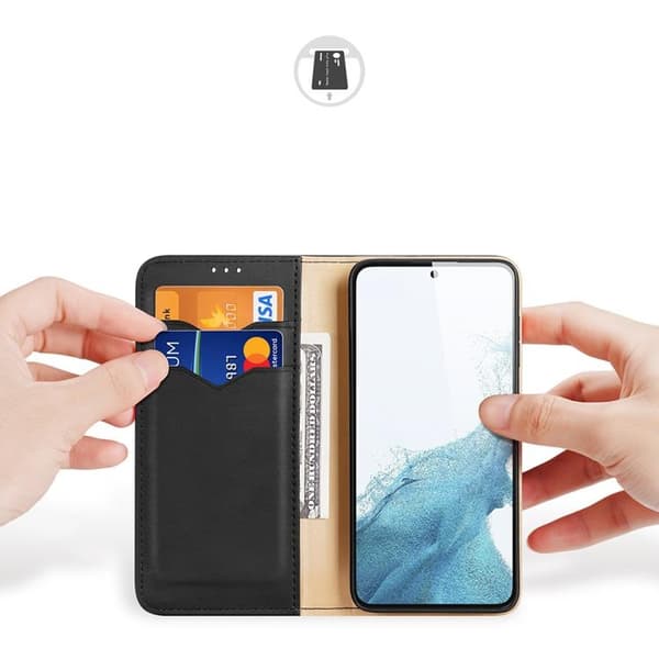 Dux Ducis Galaxy S23 Plus Plånboksfodral Äkta Läder RFID Hivo - Svart