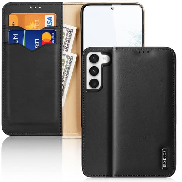 Dux Ducis Galaxy S23 Plus Plånboksfodral Äkta Läder RFID Hivo - Svart