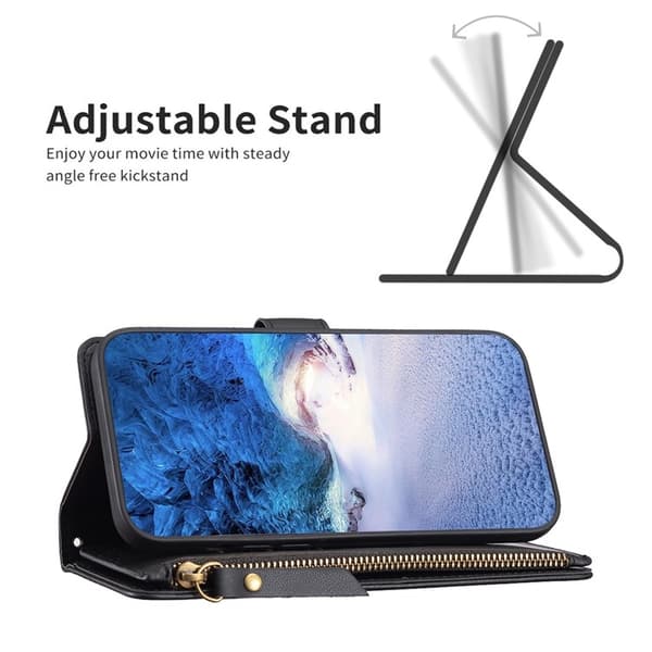 iPhone 15 Pro Plånboksfodral Zipper Flip - Svart