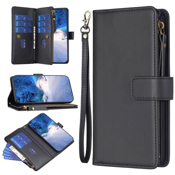 iPhone 15 Pro Plånboksfodral Zipper Flip - Svart