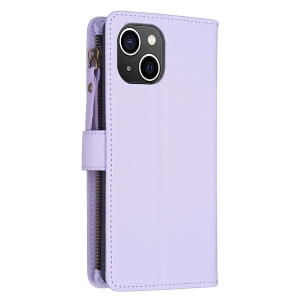 iPhone 15 Plus Plånboksfodral Zipper Flip - Lila