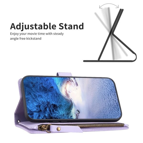 iPhone 15 Plus Plånboksfodral Zipper Flip - Lila