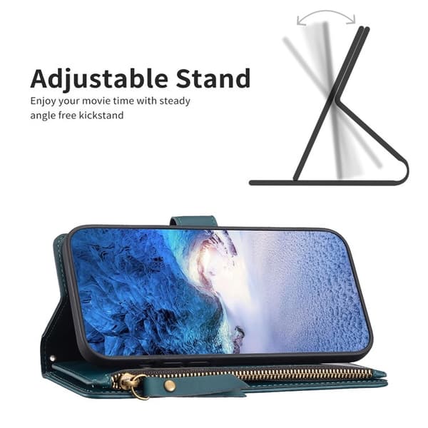 iPhone 15 Pro Plånboksfodral Zipper Flip - Grön