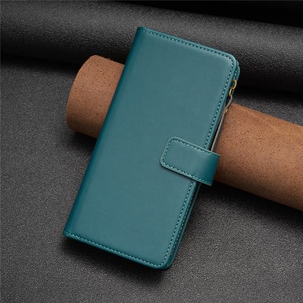 iPhone 15 Pro Plånboksfodral Zipper Flip - Grön