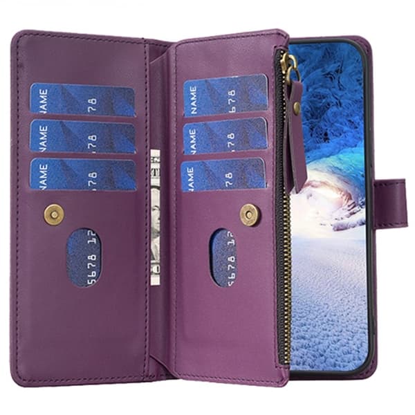 iPhone 15 Pro Plånboksfodral Zipper Flip - Lavender