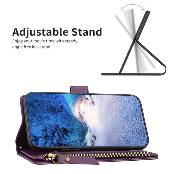 iPhone 15 Pro Plånboksfodral Zipper Flip - Lavender