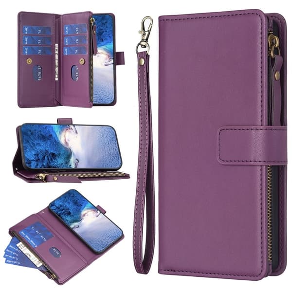 iPhone 15 Pro Plånboksfodral Zipper Flip - Lavender