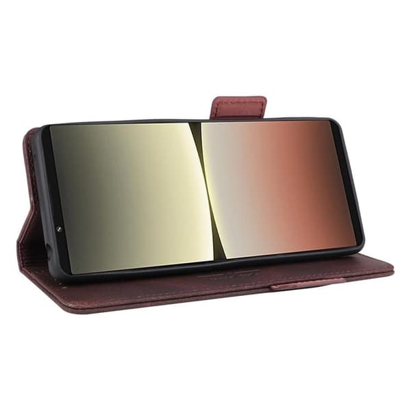 Sony Xperia 5 IV Plånboksfodral Decor Magnetic Clasp - Brun