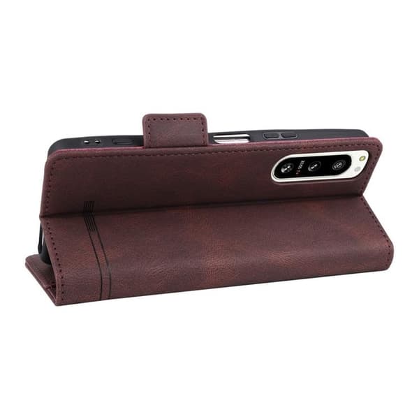 Sony Xperia 5 IV Plånboksfodral Decor Magnetic Clasp - Brun